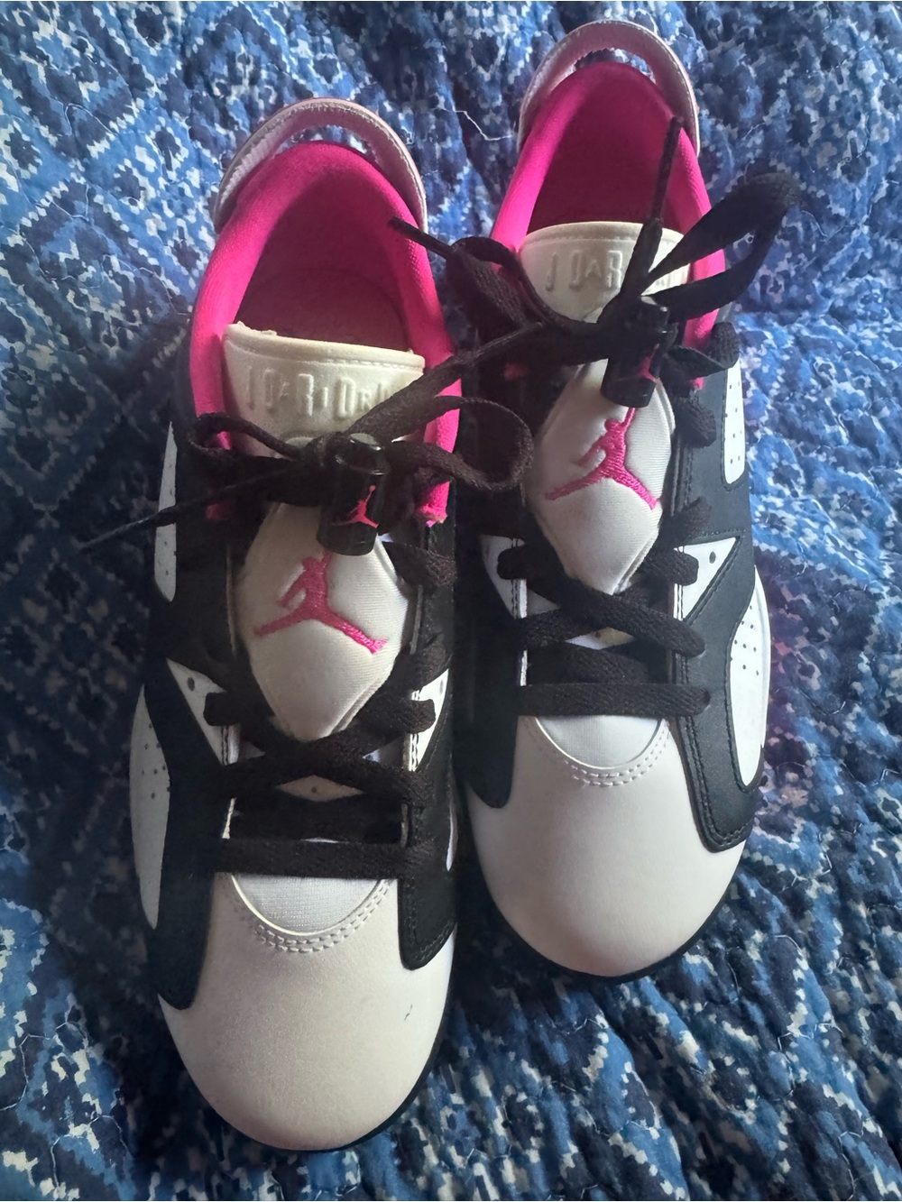 Jordan Kids White Black Hot Pink Low-Top Sneakers